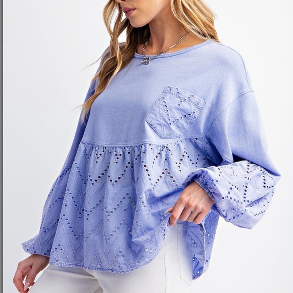 Easel Lavender Eyelet Blouse - Picture 3 of 4